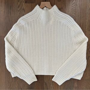 NWT Madewell Pointelle-Stitch Mockneck Sweater in Heather Ivory Size Medium